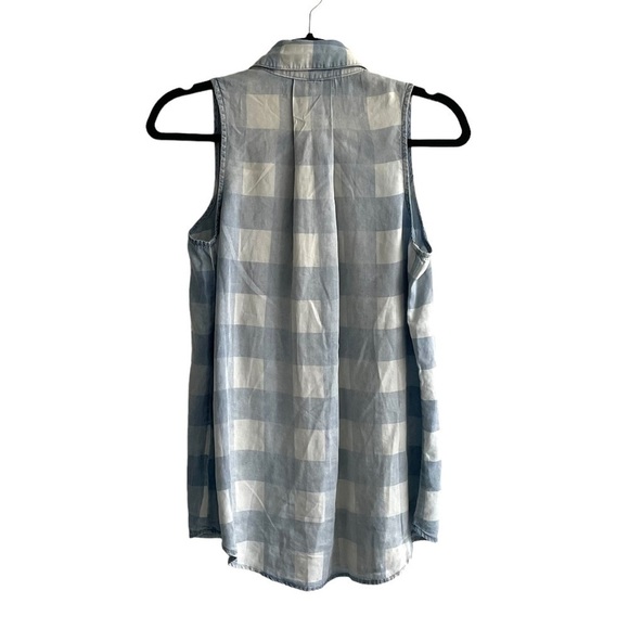 STANDARD GRACE Sleeveless Tencel Chambray Shirt Blouse Tank Top Blue S - Picture 2 of 3